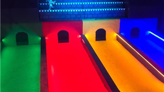 verde prime red lit up in a golf lane 