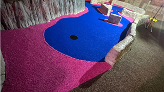 pink artificial grass for golf surface