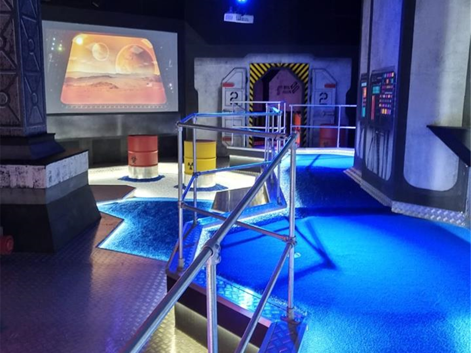 futuristic golf course using blue artificial grass