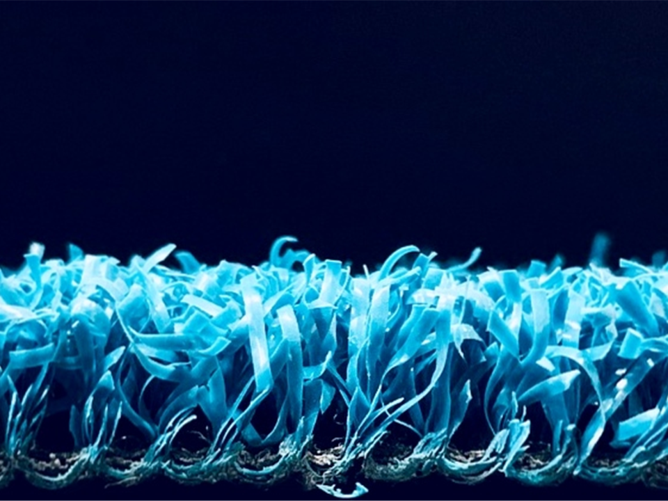 blue artificial grass by verde sports