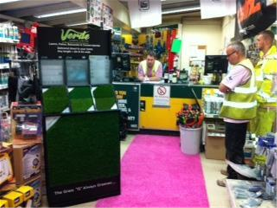 Travis Perkins Lymm &ndash; Pink Groovy Grass &ndash; Cancer Awa